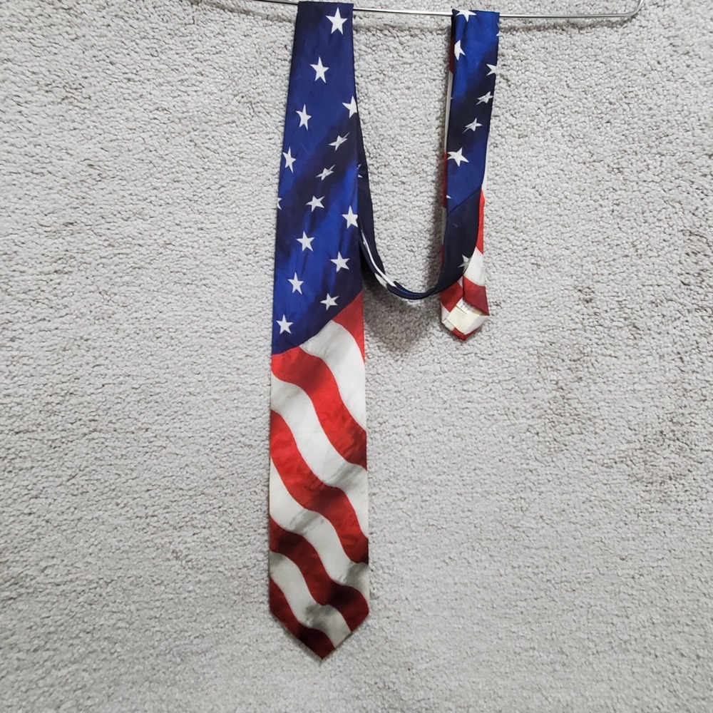 Ralph Marlin Neck Tie Men's One Size Red White Blue Stars Stripes Flag Patriotic